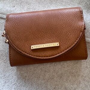 Poppy & Peonies Tan Leather Clutch